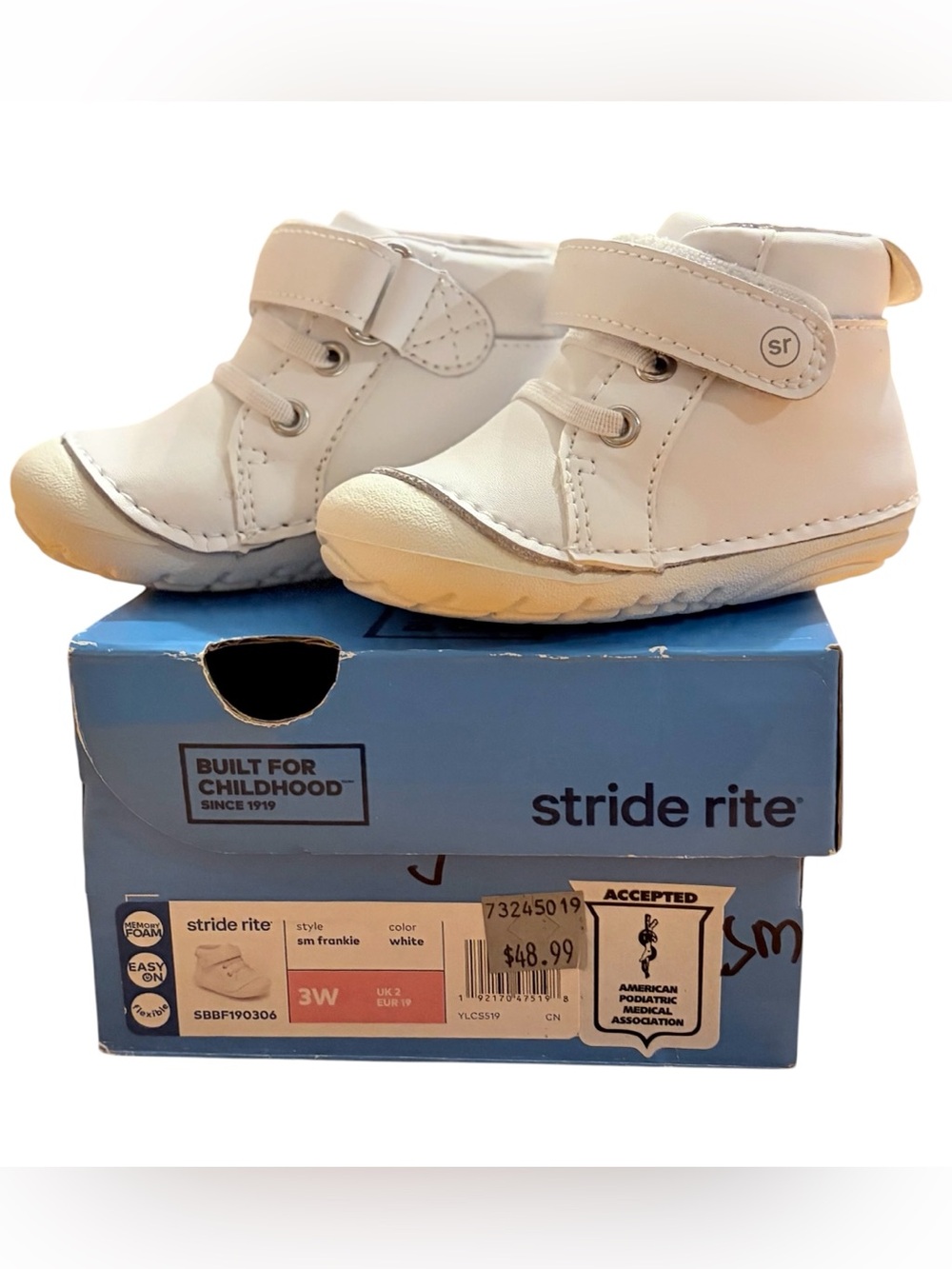 Stride Rite White Baby Walker Shoes - Velcro Strap